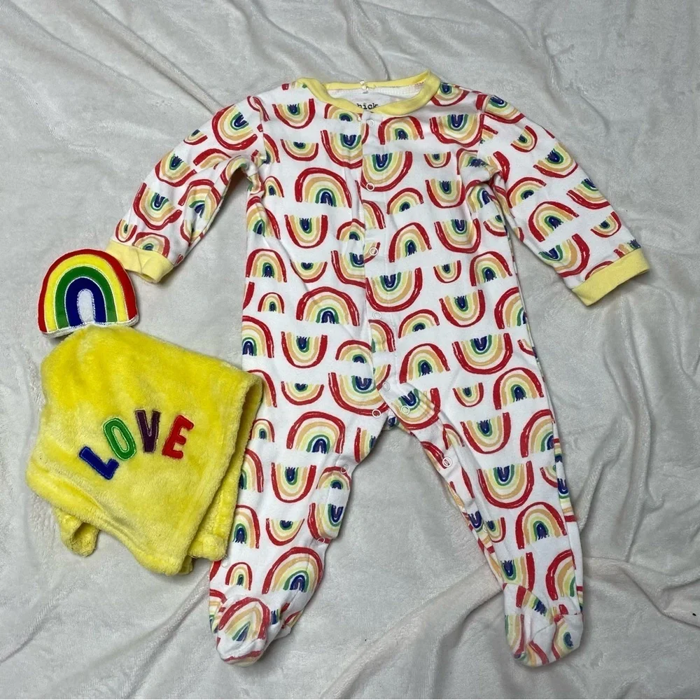 Chick Pea Rainbow 6-9 Month Sleeper and Lovey Set